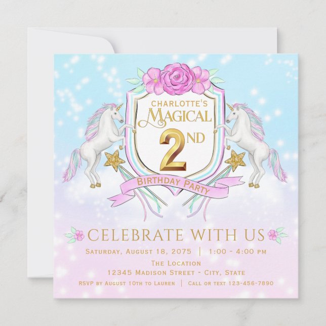Invitaciones para la fiesta de cumpleaños número 2 (Anverso)