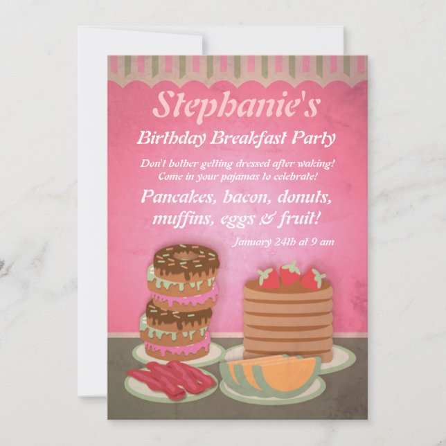 Invitaciones para la fiesta de desayuno de cumplea (Anverso)