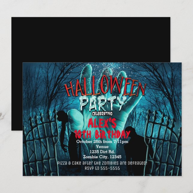 Invitaciones para la fiesta de disfraces de Hallow (Anverso / Reverso)