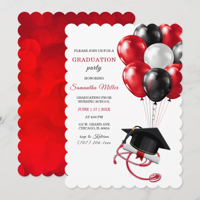 Invitaciones para la fiesta de graduación de la En (Anverso / Reverso)