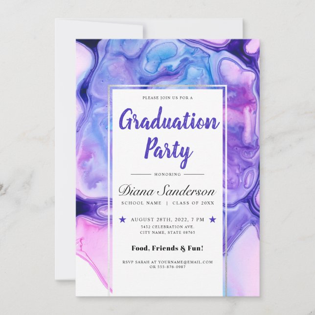 Invitaciones para la fiesta de graduación de ondas (Anverso)