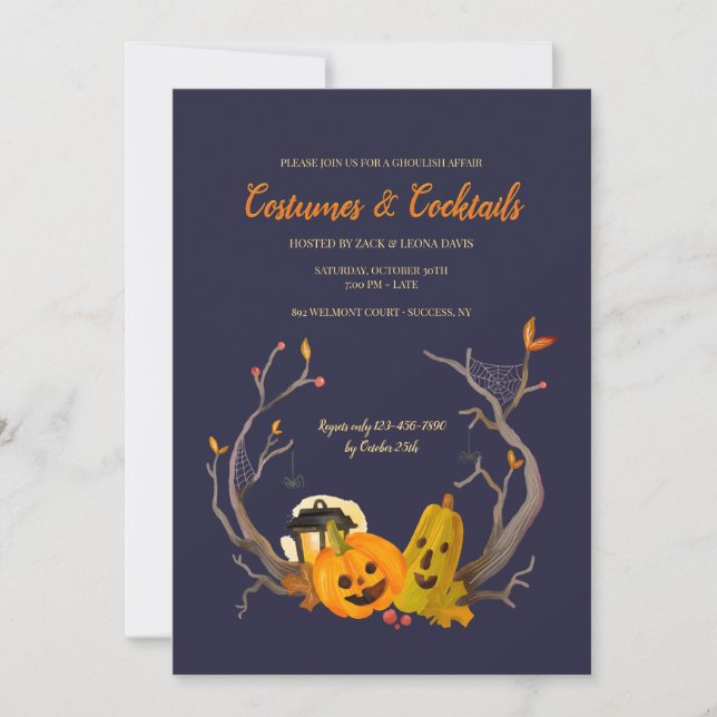 Invitaciones para la Fiesta de Halloween del Dúo d (Anverso)