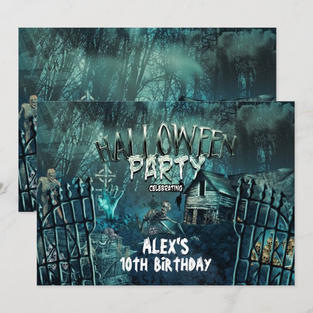 Invitaciones para la fiesta de halloween en el cem (Anverso / Reverso)