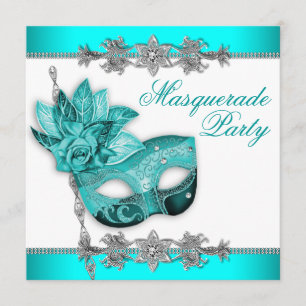 Invitaciones para la fiesta de la mascarada azul t
