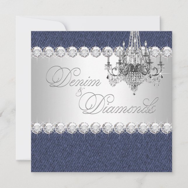 Invitaciones para la fiesta de mezclilla y diamant (Anverso)