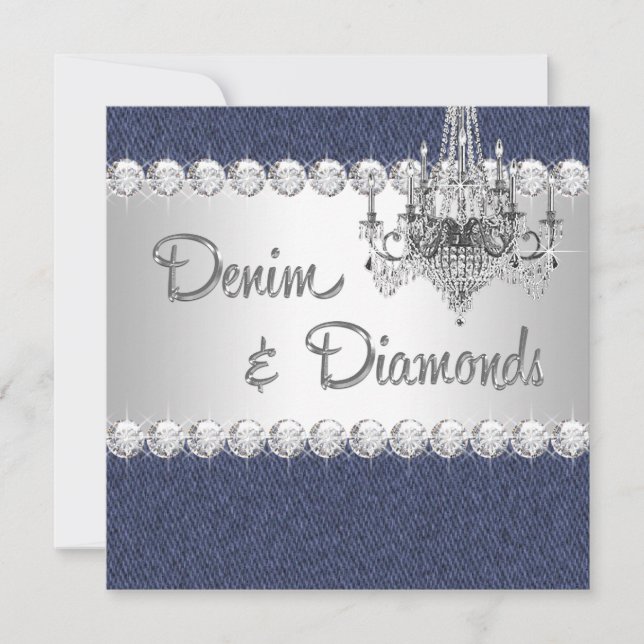 Invitaciones para la fiesta de mezclilla y diamant (Anverso)