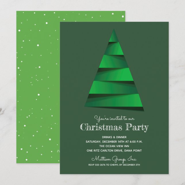 Invitaciones para la Fiesta de Navidad del Árbol d (Anverso / Reverso)