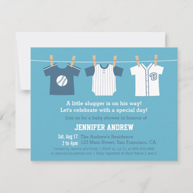 Invitaciones para la fiesta de shower de bebé niño (Anverso)
