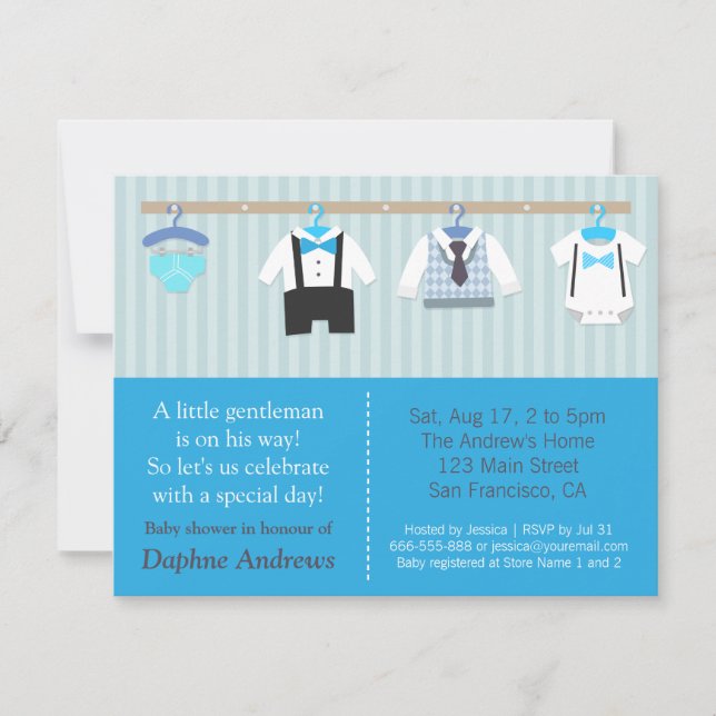 Invitaciones para la Fiesta de Shower del Bebé Niñ (Anverso)