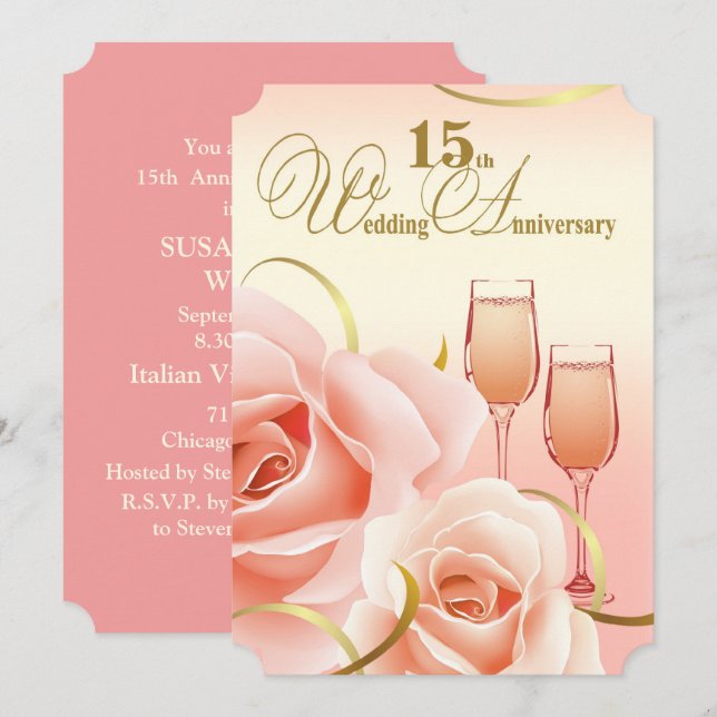 Invitaciones para la fiesta del 15º aniversario de (Anverso / Reverso)