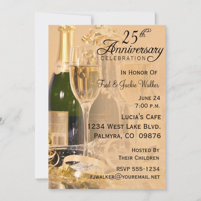 Invitaciones para la fiesta del 25º aniversario (Anverso)