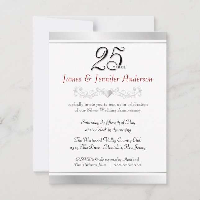Invitaciones para la fiesta del 25º aniversario de (Anverso)