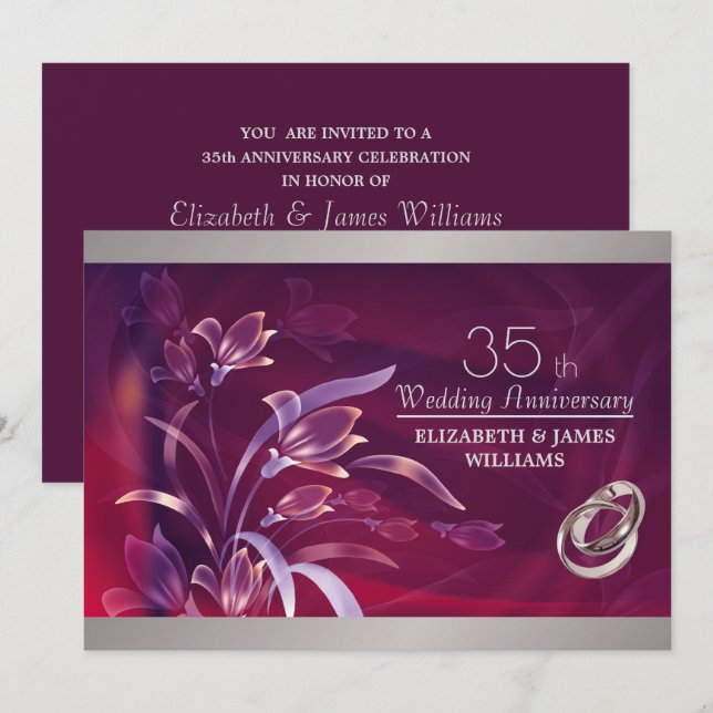 Invitaciones para la fiesta del 35º aniversario de (Anverso / Reverso)