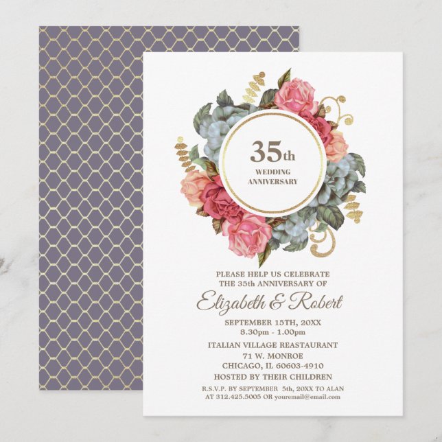 Invitaciones para la fiesta del 35 aniversario de  (Anverso / Reverso)