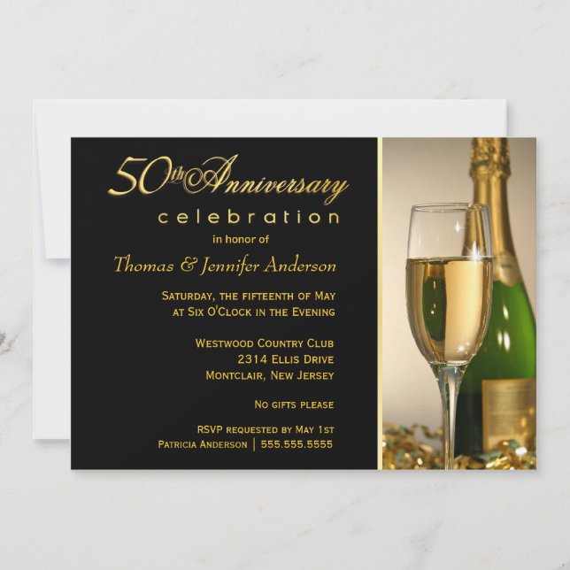 Invitaciones para la fiesta del 50 aniversario con (Anverso)