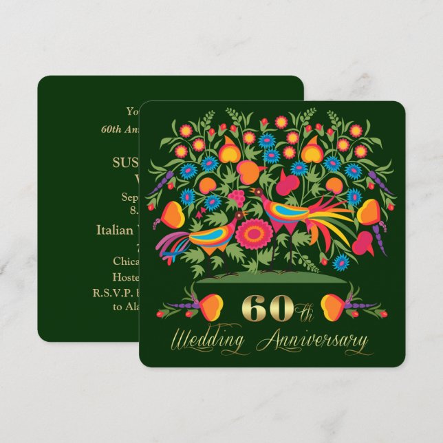Invitaciones para la fiesta del 60º aniversario de (Anverso / Reverso)