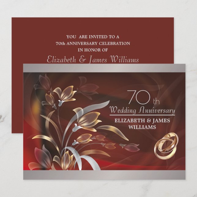 Invitaciones para la fiesta del 70 aniversario de  (Anverso / Reverso)
