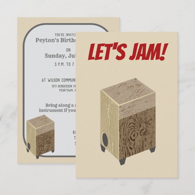 Invitaciones para la fiesta del tambor de cajón im (Anverso / Reverso)