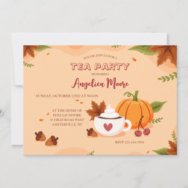 Invitaciones para la Fiesta del Té de Otoño (Anverso)