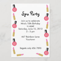 Invitaciones para la fiesta Kids Spa con cosmético