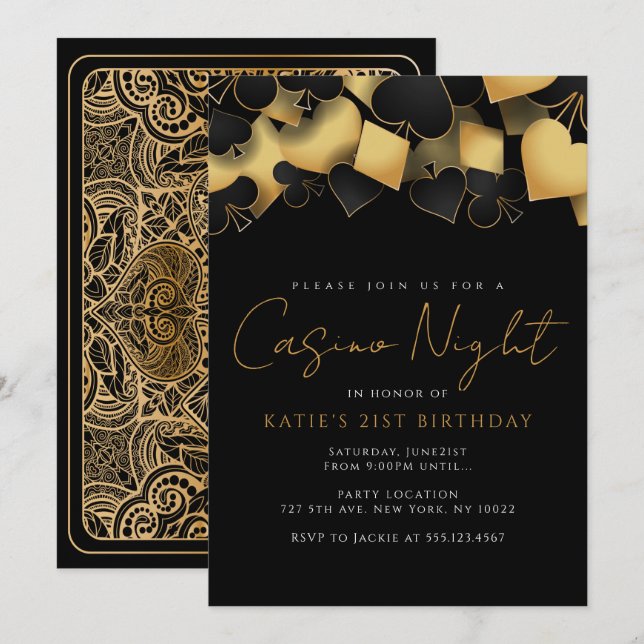 Invitaciones para la fiesta nocturna del casino de (Anverso / Reverso)