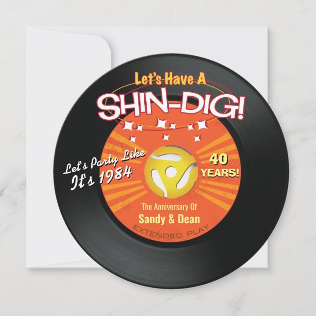 Invitaciones para la fiesta retro de Shin Dig (Anverso)