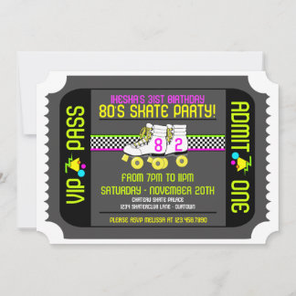 Invitaciones para la fiesta Rollerskate Ticket Sty