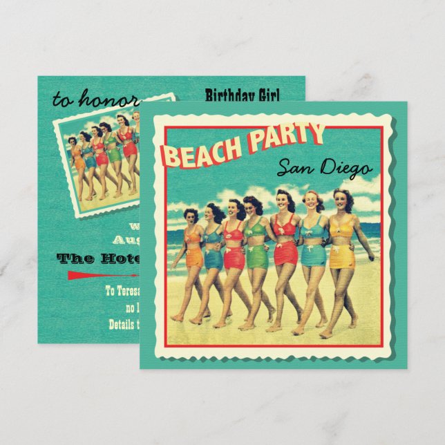 Invitaciones para la Fiesta Tropical Postcard Beac (Anverso / Reverso)