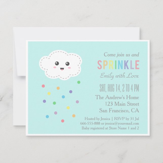 Invitaciones para la Lluvia de Nubes Adorables, Ba (Anverso)