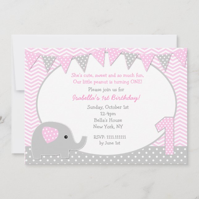 Invitaciones para la primera fiesta de cumpleaños  (Anverso)