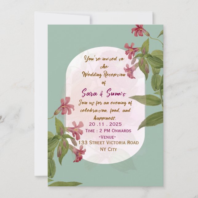 Invitaciones para la Recepción de Boda  (Anverso)