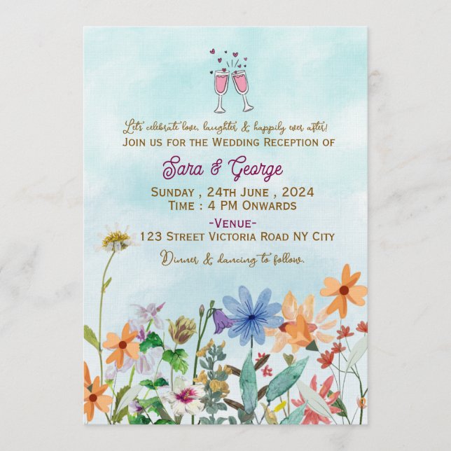 Invitaciones para la Recepción de Boda  (Anverso)