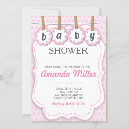 Invitaciones para la tela de Baby Shower rosa