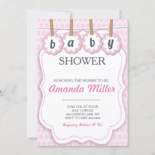 Invitaciones para la tela de Baby Shower rosa