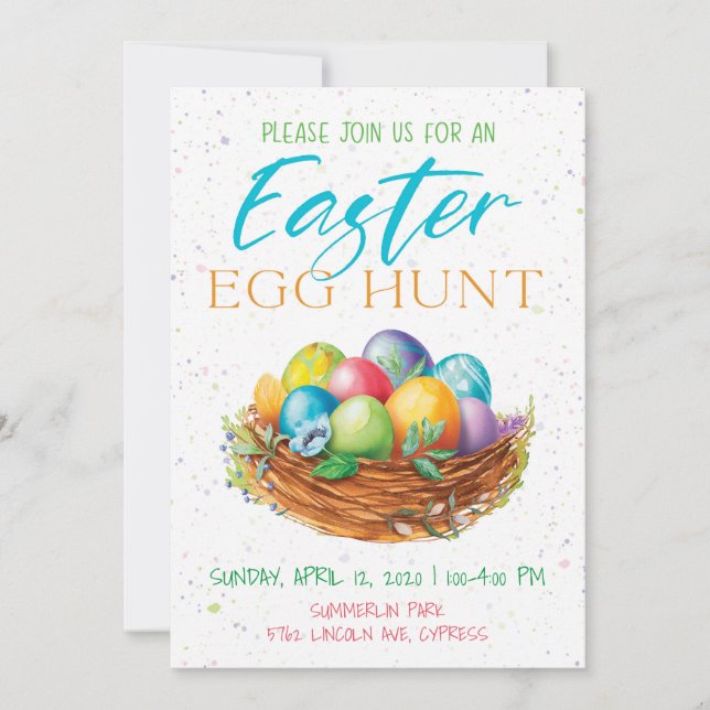 Invitaciones para las fiestas de la caza de huevos (Anverso)
