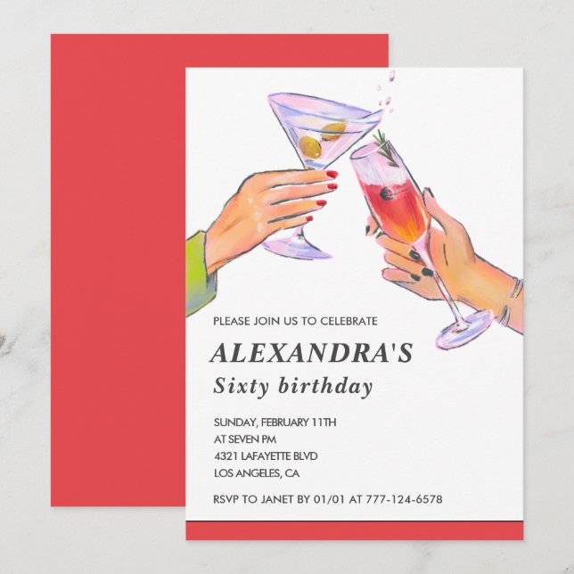 invitaciones para los 60 años de ella Fiesta Diver (Anverso / Reverso)