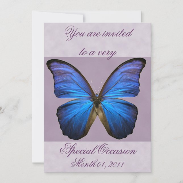 Invitaciones para mariposas Morpho Azul Fancy (Anverso)
