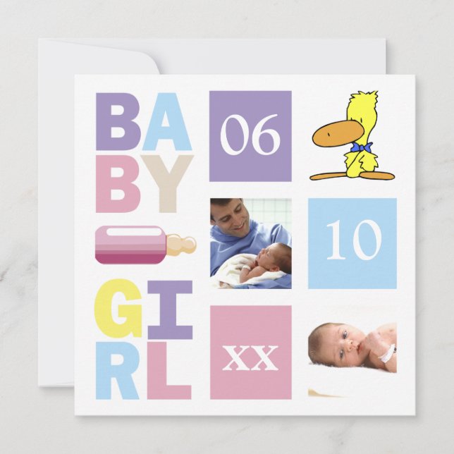 Invitaciones para niñas bebés (Anverso)