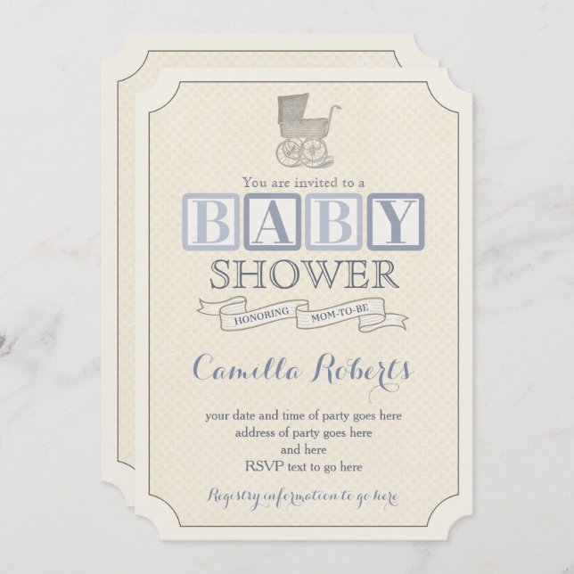 Invitaciones para niños a duchas de transporte de  (Anverso / Reverso)