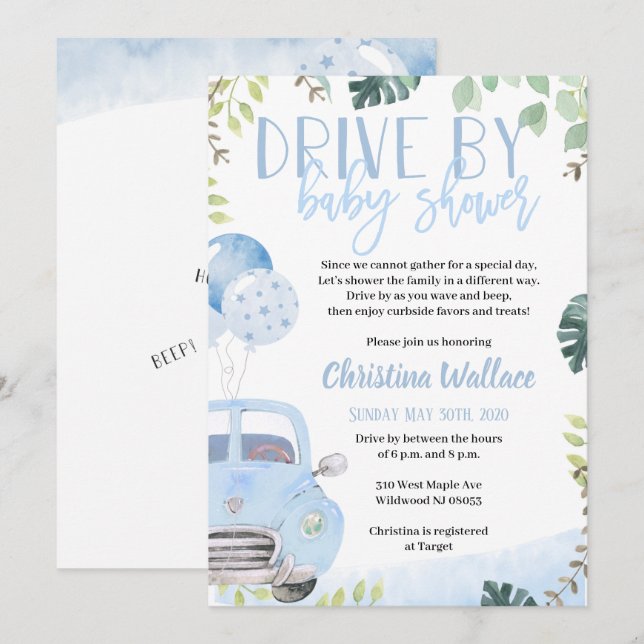 Invitaciones para niños a la ducha de bebé (Anverso / Reverso)