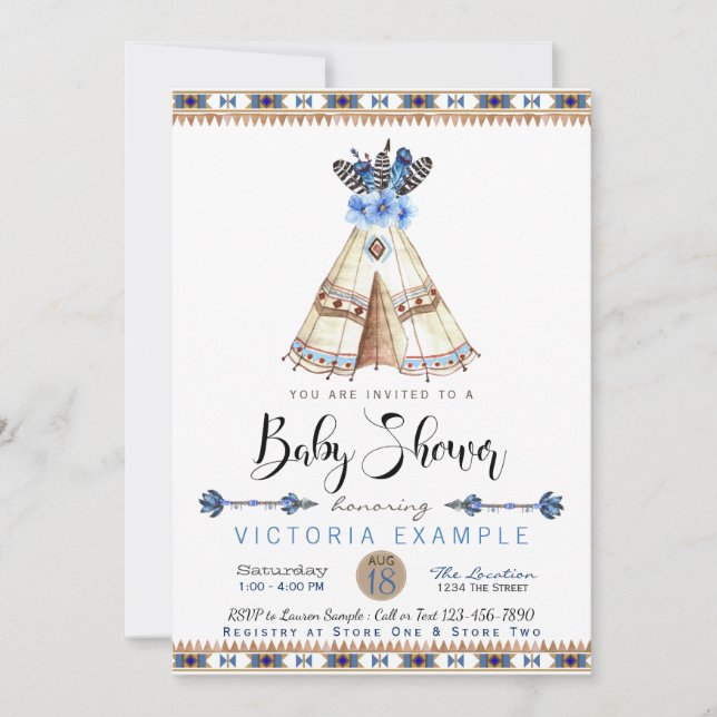 Invitaciones para niños Teepee Baby Shower (Anverso)