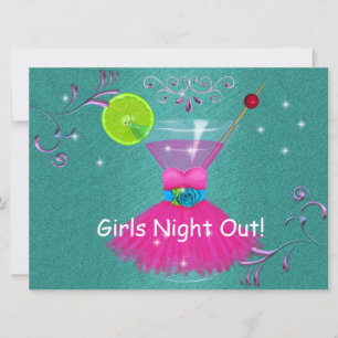 Invitaciones para Noche de Chicas con Vestido y Co
