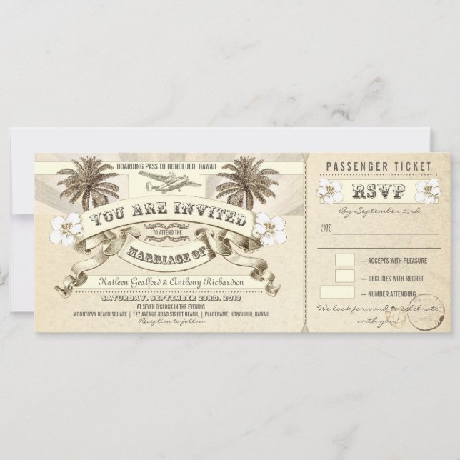 Invitaciones para pases de boda (Anverso)