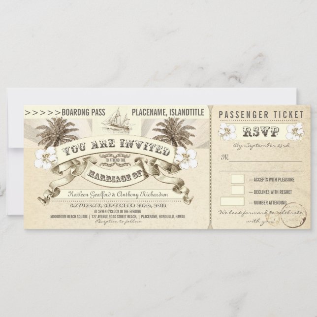 Invitaciones para pases de boda (Anverso)