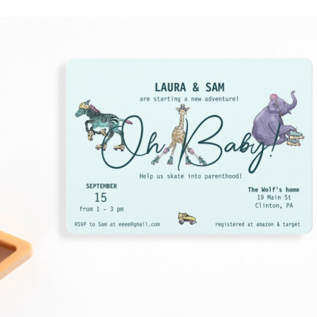 Invitaciones para patinar para la ducha de bebé (Subido por el creador)