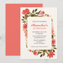 invitaciones para primer cumpleaños Floral Boho El