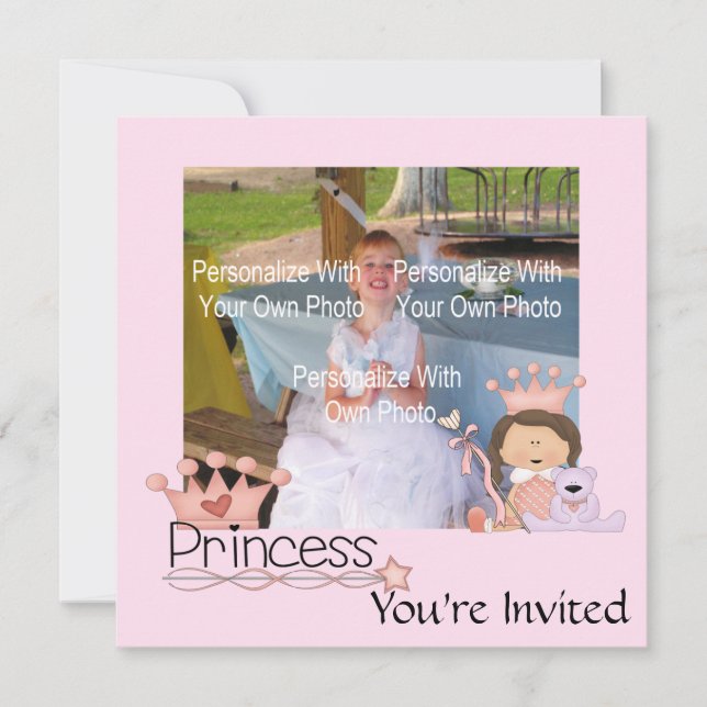 Invitaciones para princesas rosas (Anverso)
