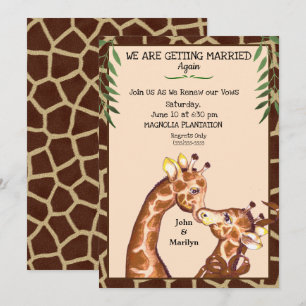 Invitaciones para renovar votos de boda de jirafa 