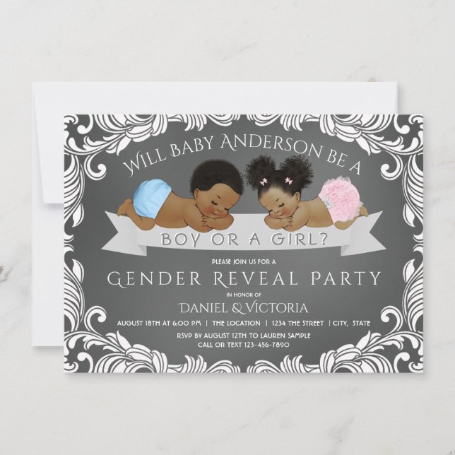Invitaciones para Revelación de Género Afroamerica (Anverso)