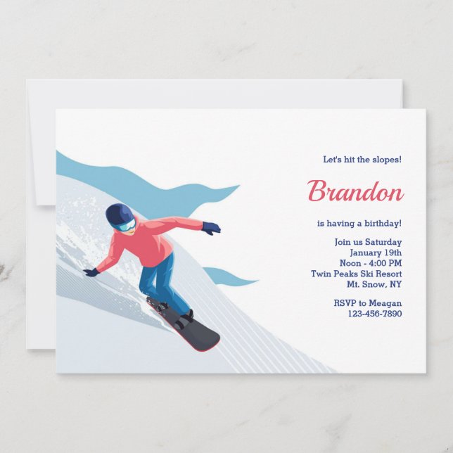 Invitaciones para snowboard (Anverso)
